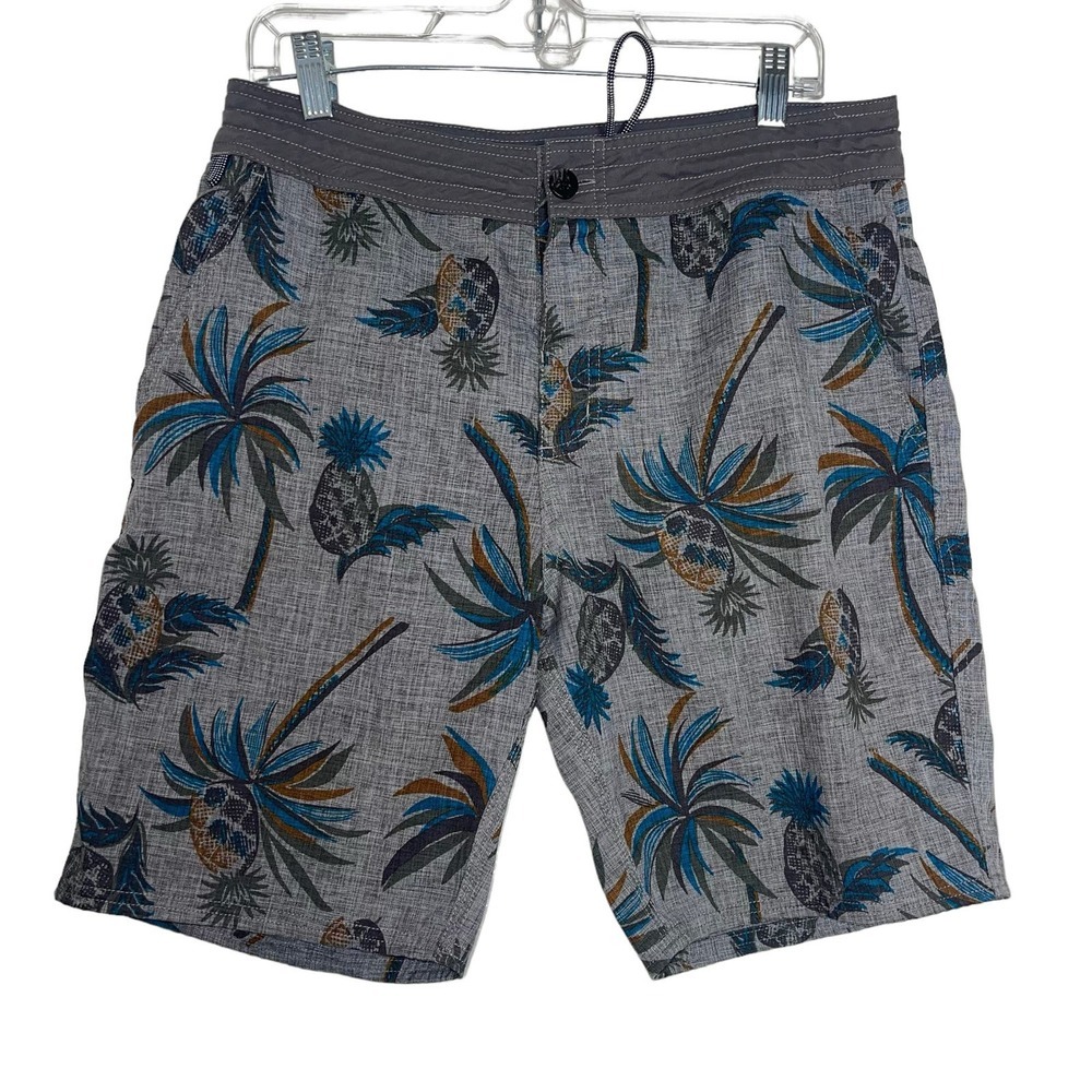 Vans Deck Siders Palm Tree Gray Swim Trunks Size 32